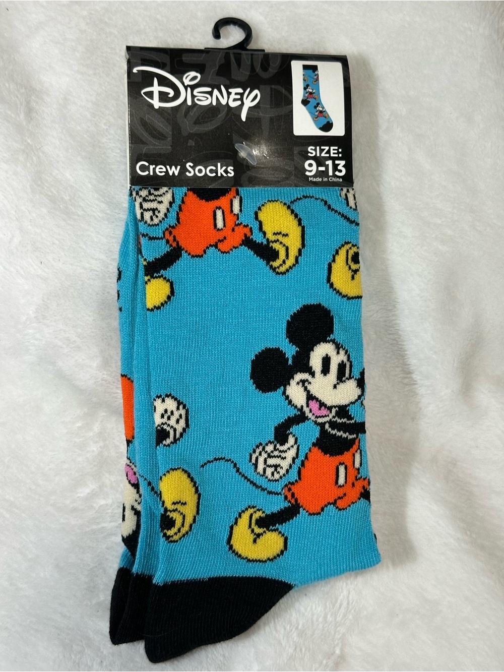Disney Mickey Mouse Blue Crew Socks Size 9-13 Classic Graphic